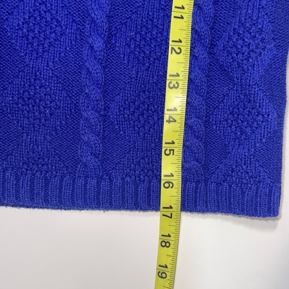 Guess Cobalt Blue Zip Shoulder Cable Knit Cropped Sweater XXsmall Women’s - Picture 8 of 10